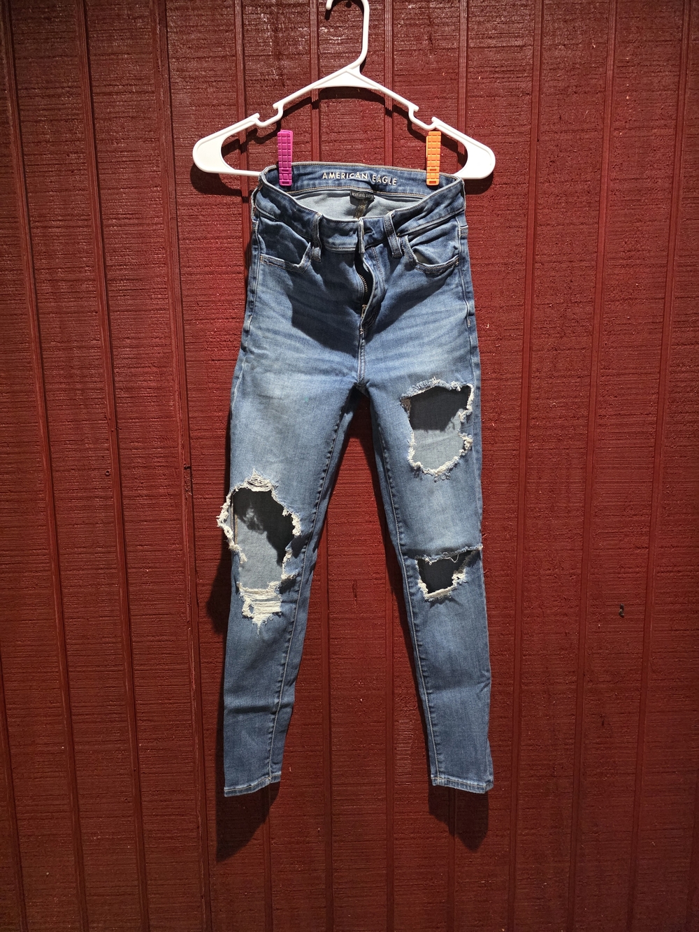 American Eagle Outfitters Light Blue Ripped Skinny Jeans